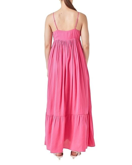 Endless Rose Pink Babydoll Flounce Sleeveless Maxi Dress