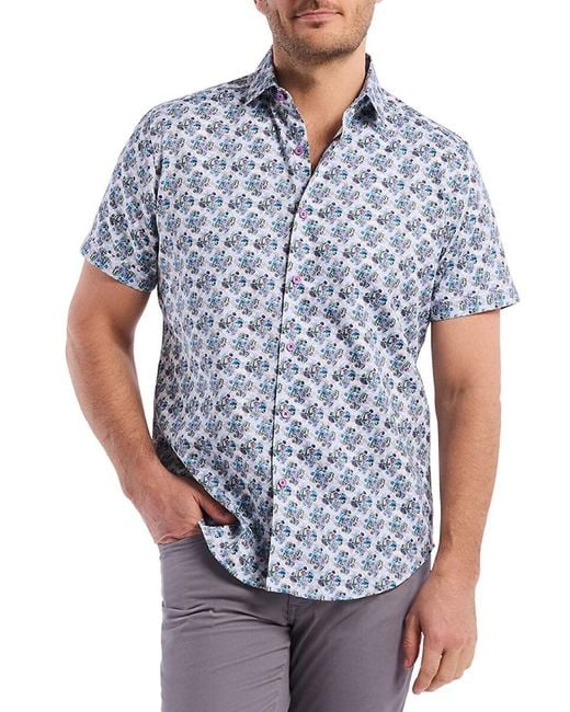 Robert Graham Blue Lowndes Printed Cotton Shirt for men