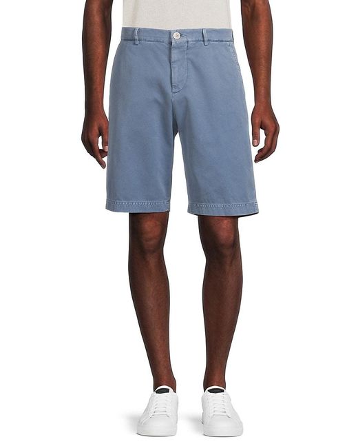 Brunello Cucinelli Blue Washed Flat Front Shorts for men