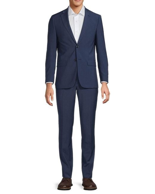Calvin Klein Blue Wool-Blend Skinny Slim-Fit Suit for men