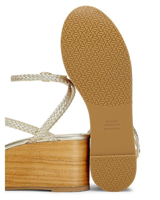 Stuart Weitzman 60Mm Wovette Metallic-Woven Wedges