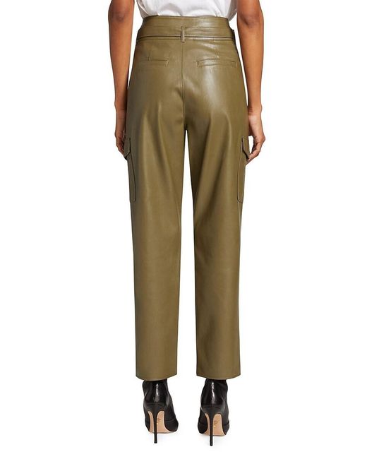 PAIGE Green Tesse Belted Faux Leather Cargo Pants