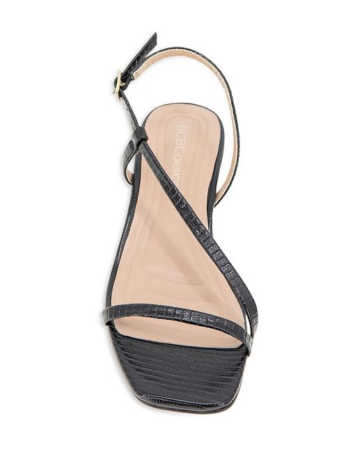 BCBGeneration Metallic Inaya 50Mm Crocodile-Embossed Faux Leather Kitten-Heel Sandals