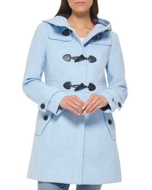Tommy Hilfiger Blue Hooded Duffle Coat