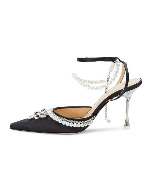 Mach & Mach Sophie Faux Pearl Embellished Pumps in White | Lyst UK