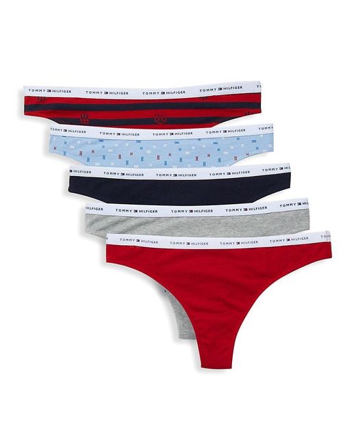 Tommy Hilfiger Red 5-pack Logo Thongs