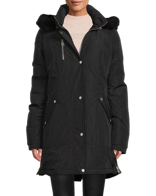 Nicole Benisti Claremont Shearling Trim Down Jacket in Black | Lyst