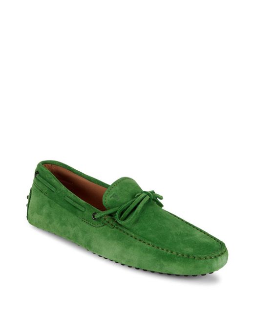 Tod's Green New Laccetto Occh. New Gommini 122 Moc Toe Suede Loafer for men