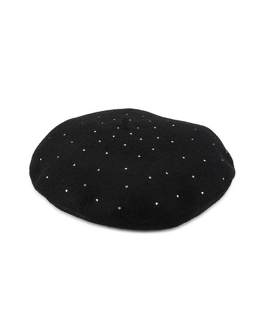 Kate Spade Black Disco Wool Blend Beret