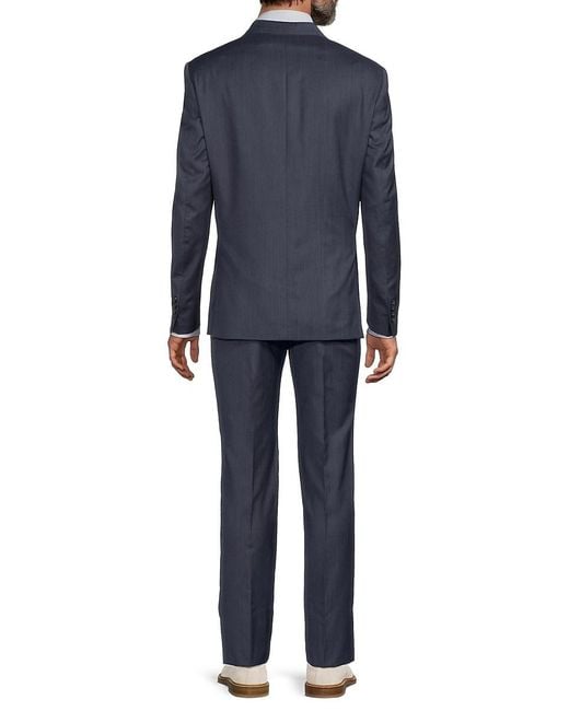 Calvin Klein Blue Plain Wool Two-Button Slim-Fit Suit for men