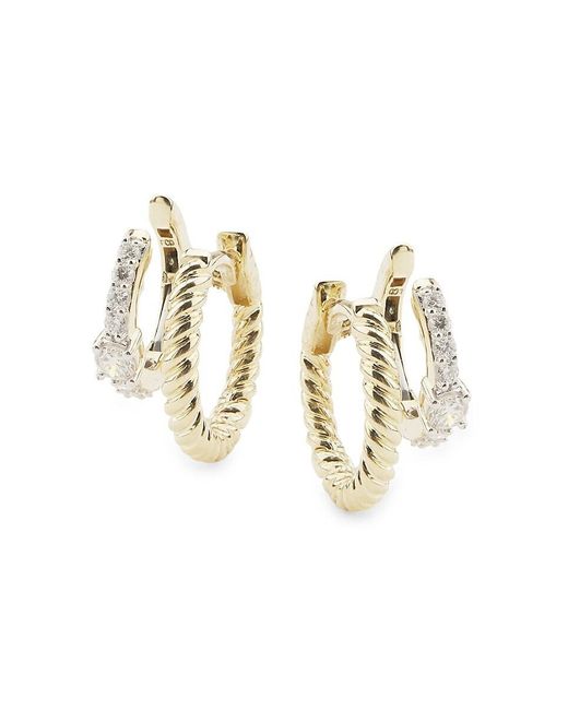 Saks Fifth Avenue Metallic 14K & 0.30 Tcw Lab-Grown Diamond Huggie Earrings