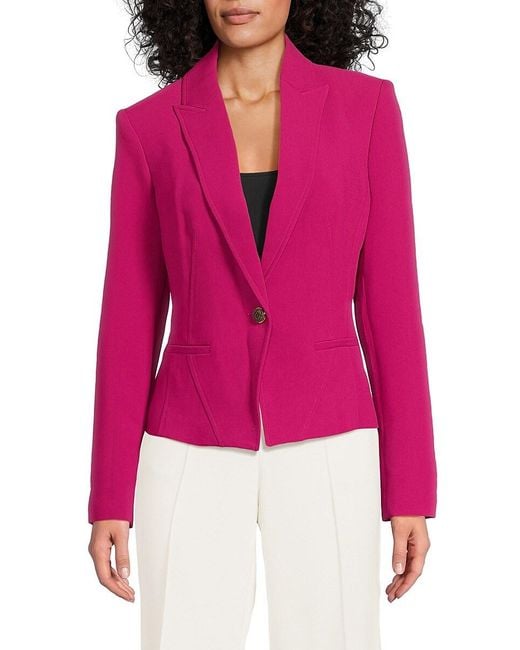Karl Lagerfeld Red Solid Peak Lapel Blazer