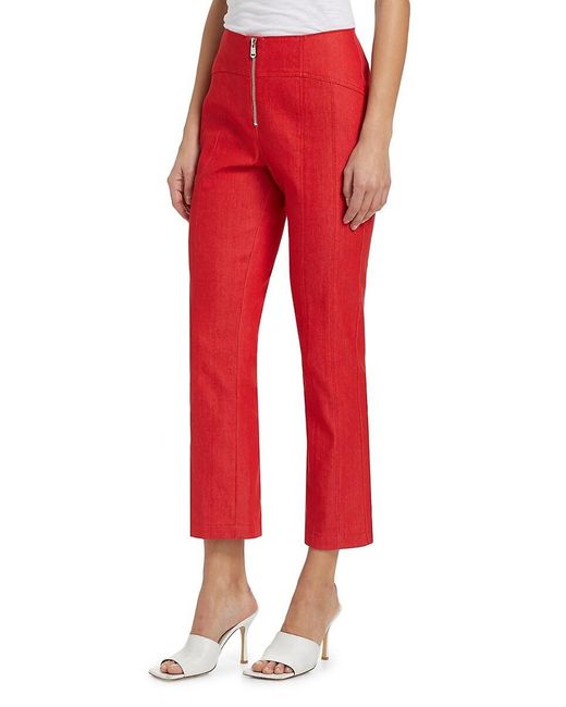 Cinq À Sept Red Loren Front-Zip Crop Pants