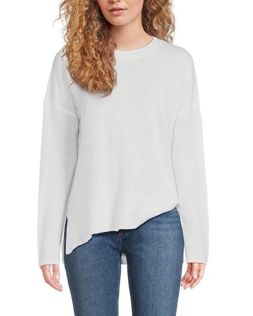 Saks Fifth Avenue White Solid 100% Cashmere Sweater