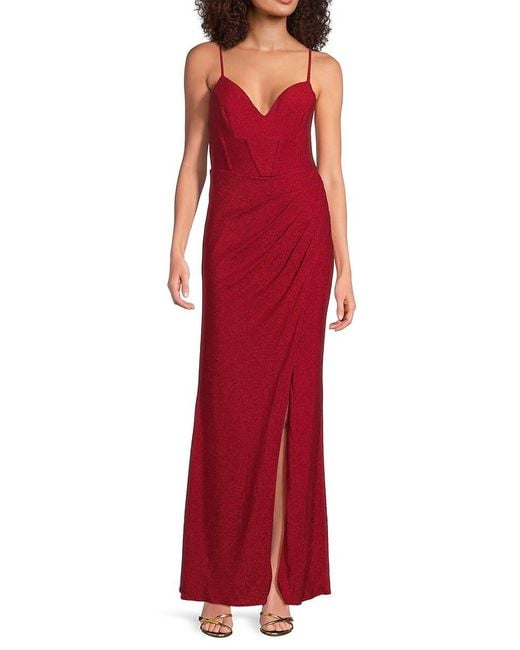 Lulus Red Shimmer Maxi Dress