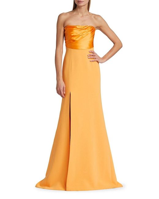 Cinq À Sept Orange Estela Strapless Gown