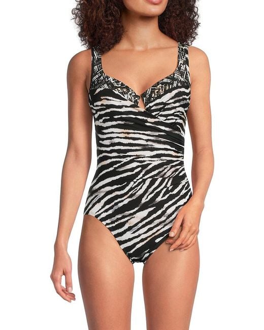 Miraclesuit Black Tigre Sombre Escape One-Piece Swimsuit