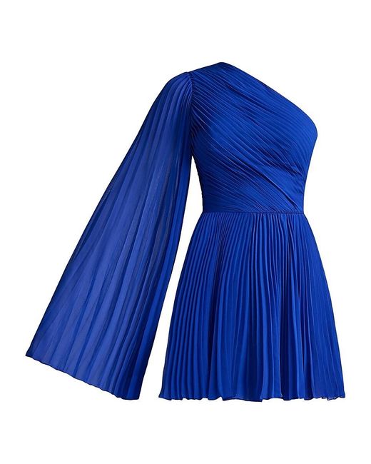 Zac Posen Blue Asymmetric Pleated Chiffon Minidress