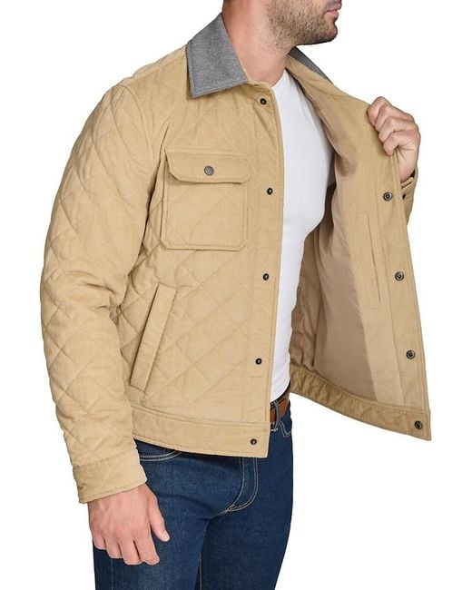 Cole Haan Black Diamond Quilted Corduroy Trucker Jacket for men