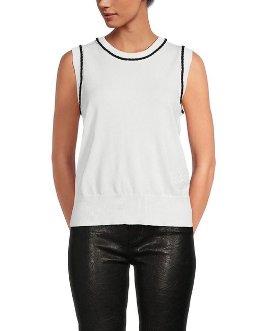 Karl Lagerfeld White Two Tone Sweater Vest