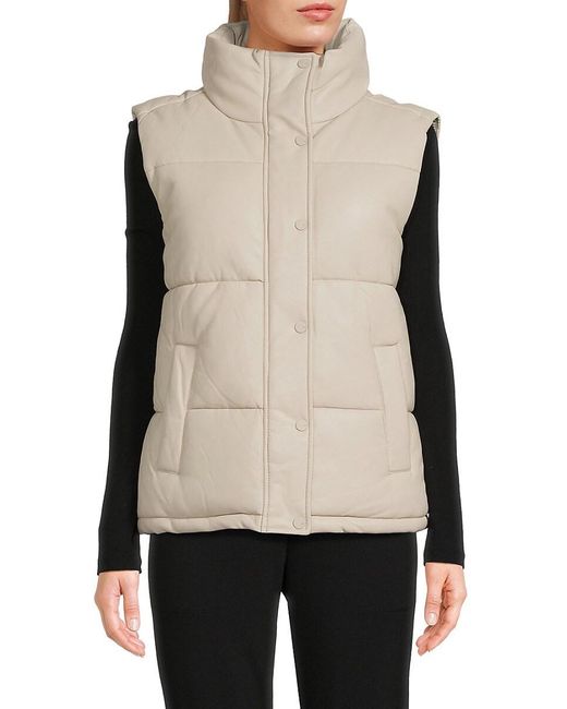 Marc New York Natural Faux Leather Puffer Vest