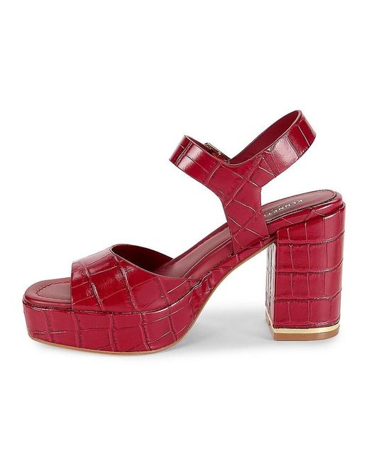 Kenneth Cole Red Darls Croc Embossed Leather Sandals