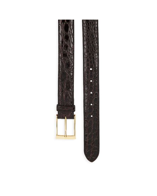 Saks Fifth Avenue Crocodile-embossed Leather Belt in Dark Brown (Brown) for Men - Lyst