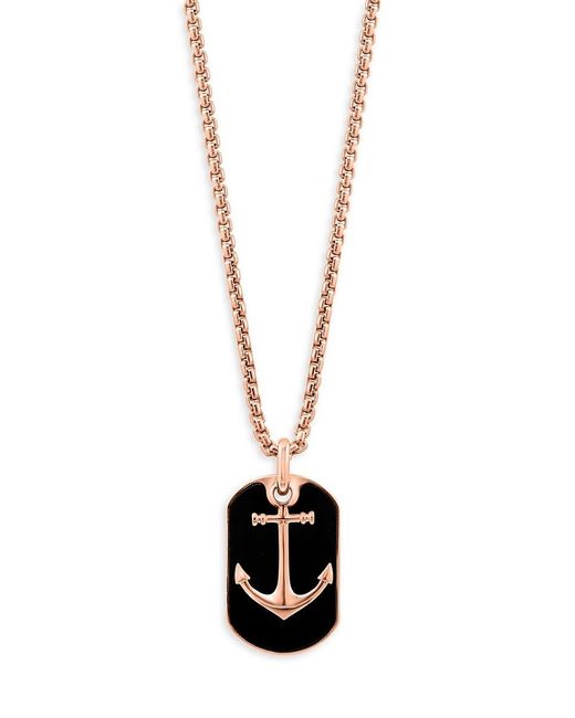 Effy White 14k Rose Goldplated Sterling Silver & Onyx Anchor Pendant Necklace for men