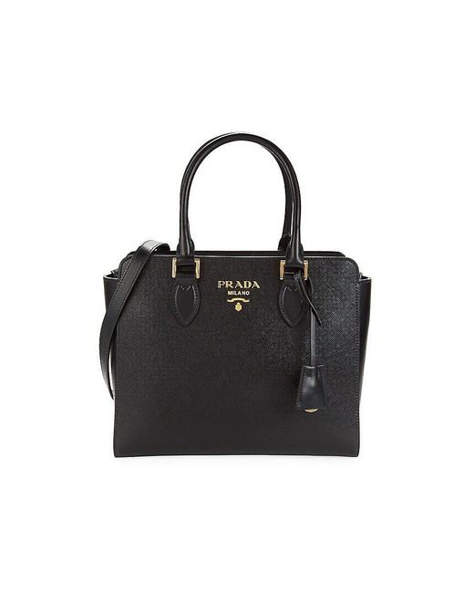 Prada Leather Top Handle Bag in Black Lyst