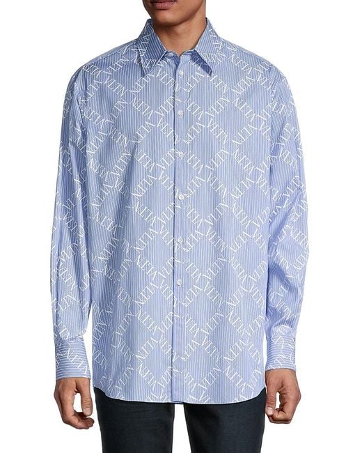 Valentino Blue Regular-fit Logo-print Shirt for men