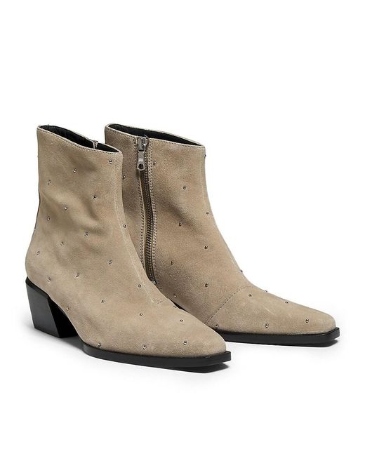 Rag & Bone Natural Joni Studded Suede Zip Boots