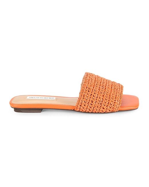 Saks Fifth Avenue Orange Sofia Woven Flat Sandals