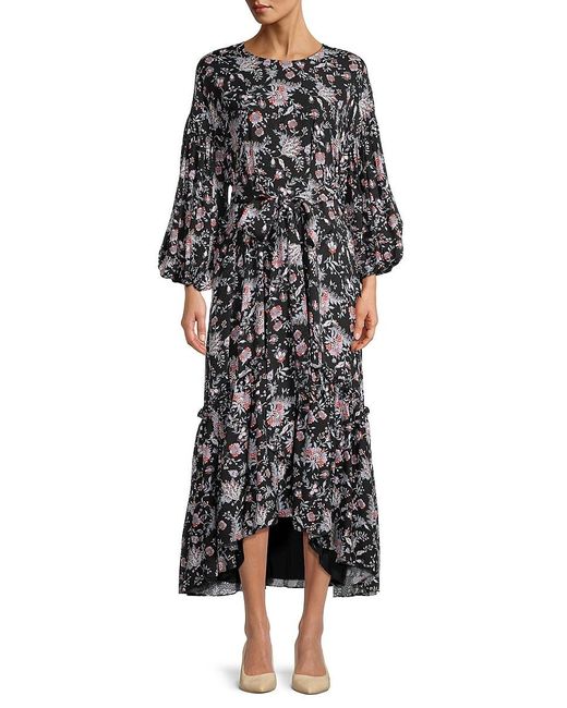 Ted Baker Floral-print Belted Maxi Dress in Black - Lyst