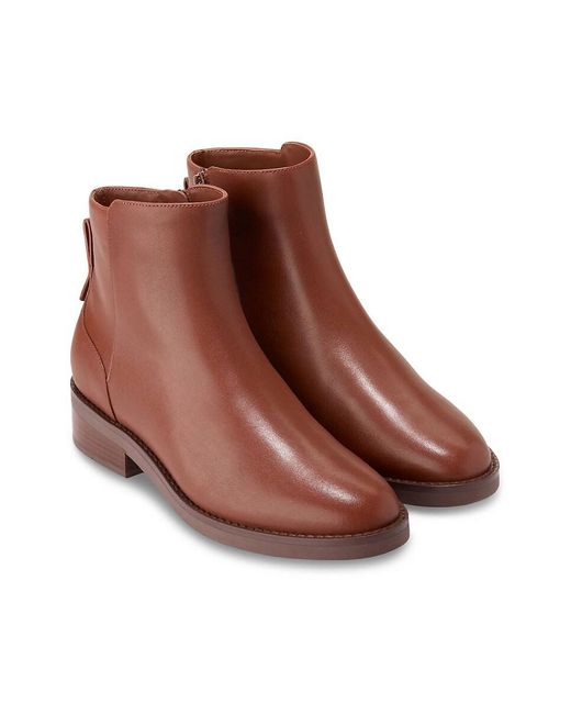 Cole Haan Brown Leather Pointed-Toe Ankle Booties