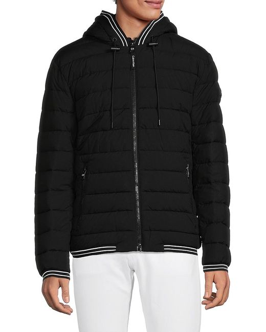 Calvin Klein Faux Fur Lined Hooded Puffer Jacket in Black for Men | Lyst UK