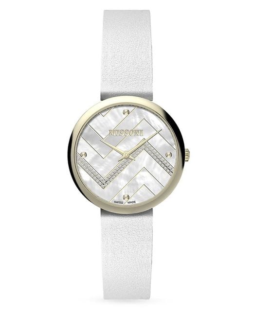 Missoni Metallic M1 Mother-of-pearl 0.31 Tcw Diamond Leather-strap Watch/34mm