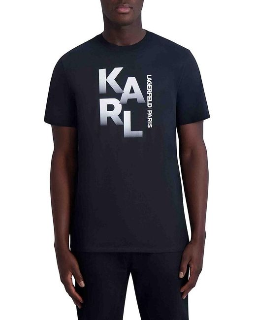 Karl Lagerfeld Black Ombré Logo Tee for men