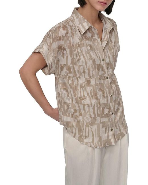 DKNY Brown City Burnout Button-Front Shirt