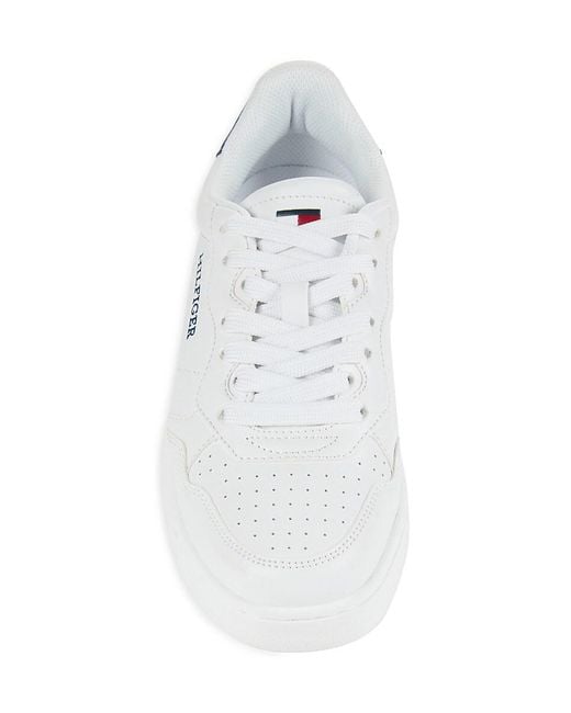 Tommy Hilfiger White Faux Leather Low Top Sneakers