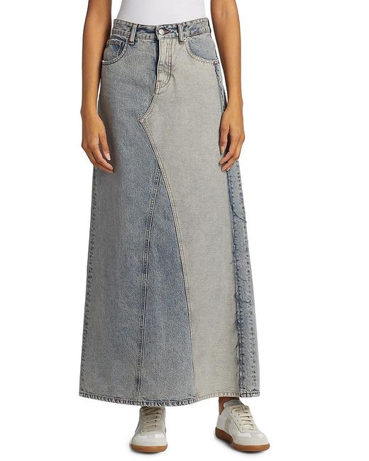 MM6 by Maison Martin Margiela Gray A-Line Denim Maxi Skirt