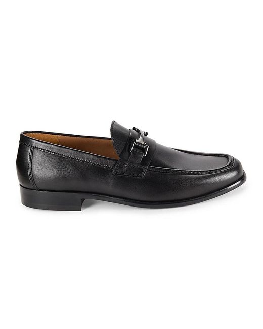 Saks Fifth Avenue Black Dean Leather Bit Loafers for men