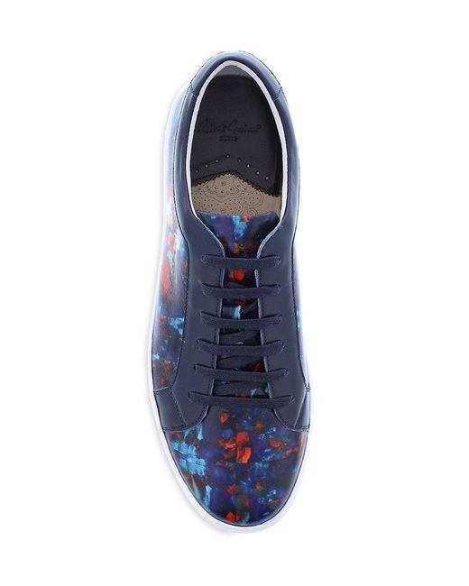 Robert Graham Greatwhite Paint Leather Sneakers in Blue for Men Lyst