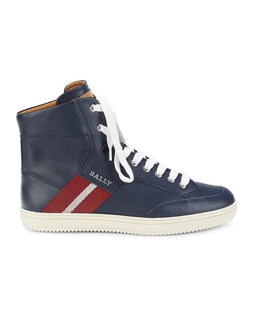 Bally Oldani Leather High-top Sneakers in Blue for Men | Lyst