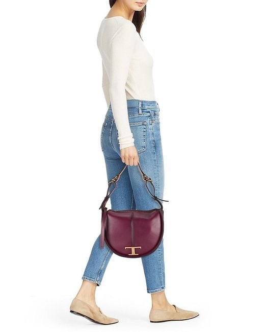 Tod's Purple Leather Shoulder Bag