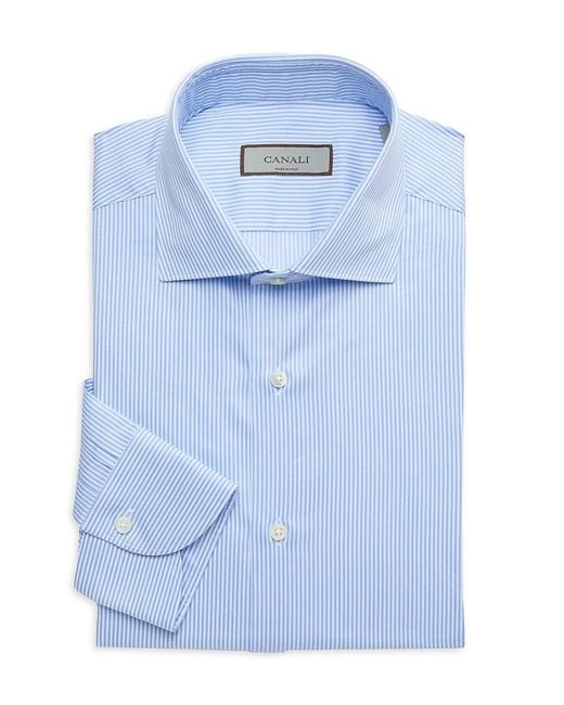 Canali Blue Pinstripe Dress Shirt for men