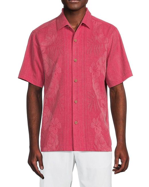 Tommy Bahama Floral Bali Border Silk Shirt in Red for Men | Lyst