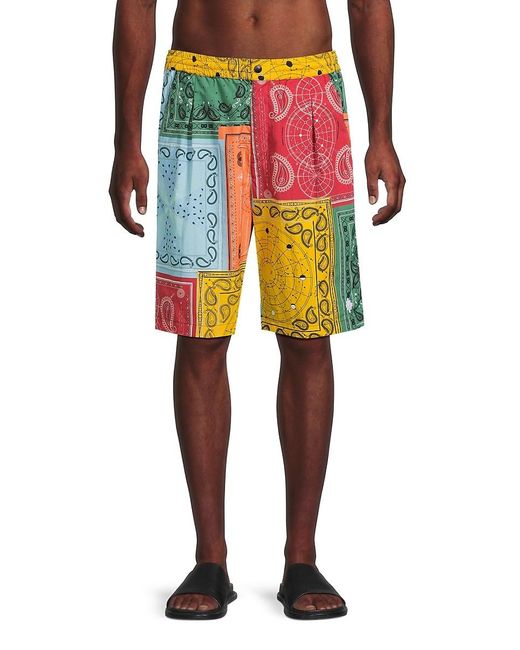 Marcelo Burlon Yellow Print Shorts for men