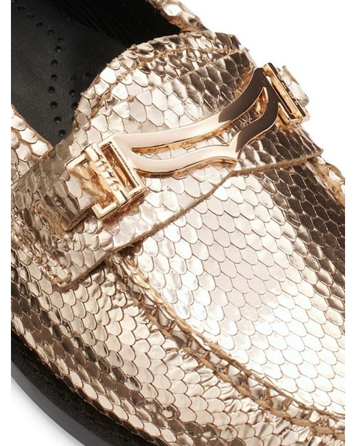 G.H.BASS Metallic G. H. Bass Lilianna Keeper Weejun Snakeskin Embossed Leather Loafers