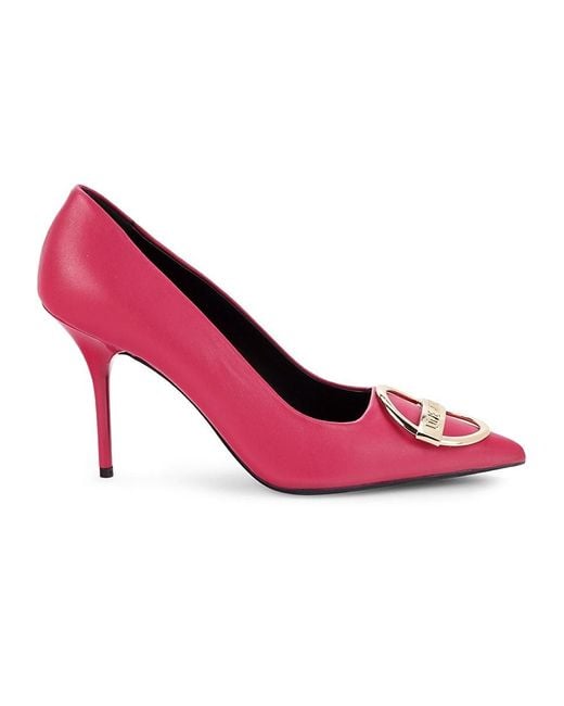 Love Moschino Embellished Leather Pumps in Pink - Lyst