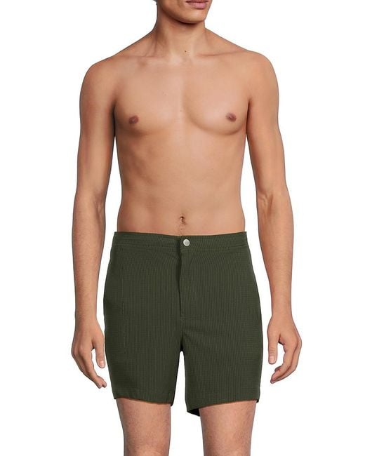 Onia Green Calder Flat Front Textured Shorts for men